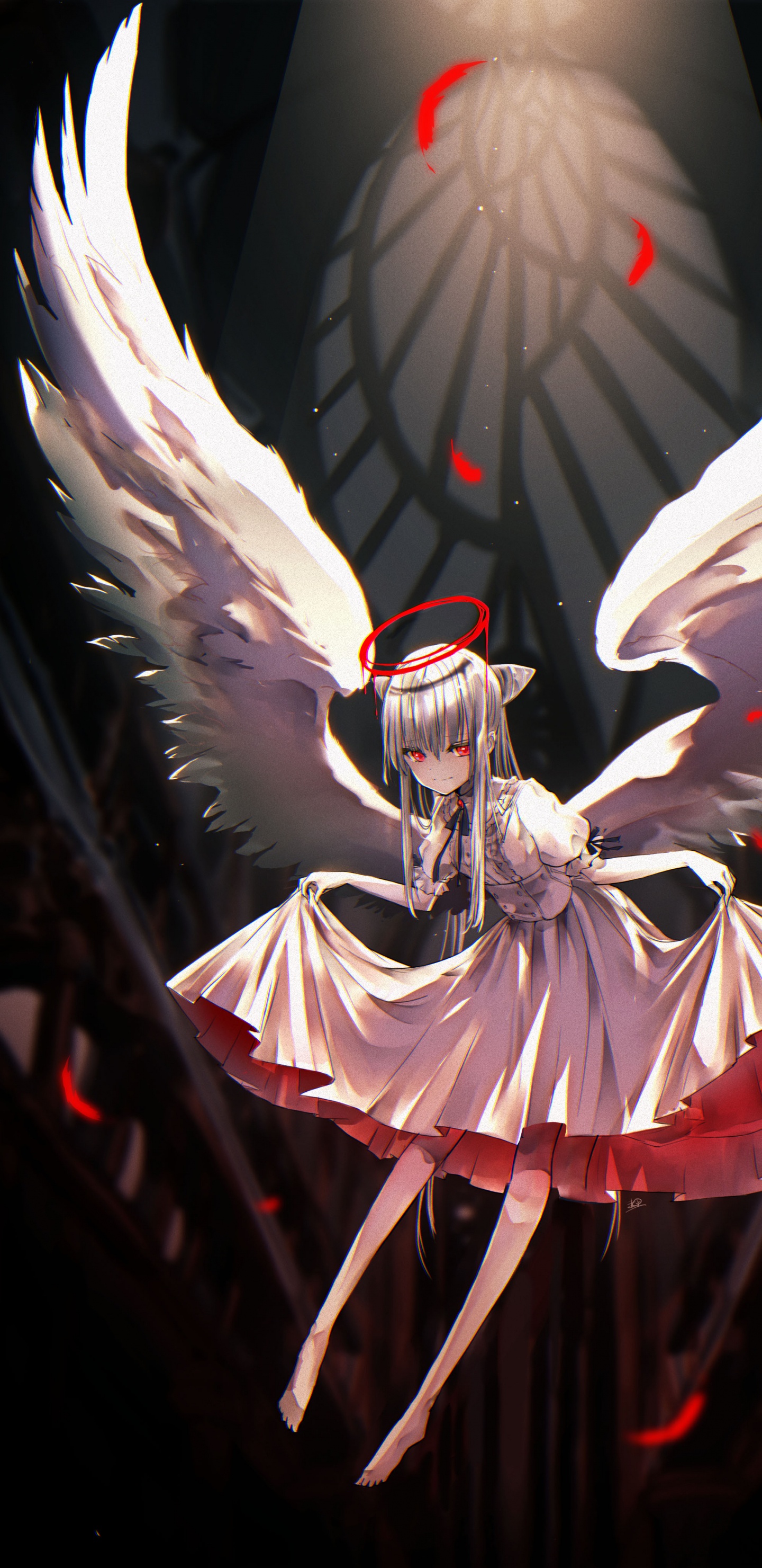 Обои мультфильм, арт, сверхъестественное существо, крыло, темнота в разрешении 1440x2960