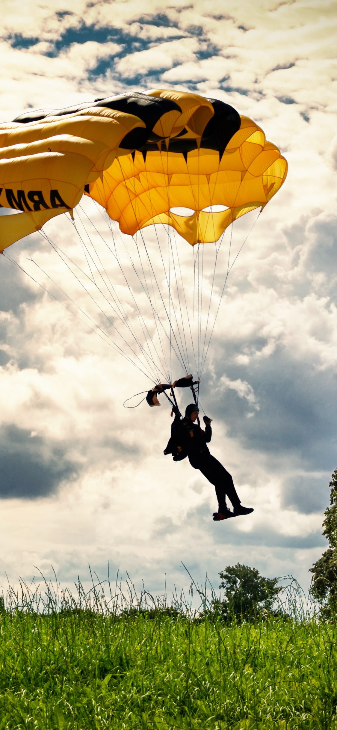 Обои парашют, парашютный спорт, Люди в природе, облако, Счастлив в разрешении 1125x2436
