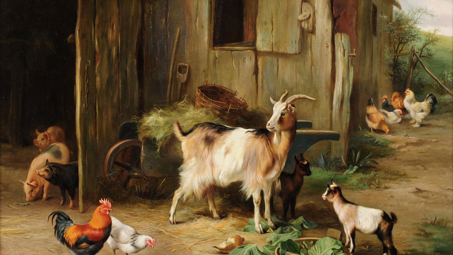 Обои арт, артист, рисование, коза, Козлов в разрешении 1920x1080