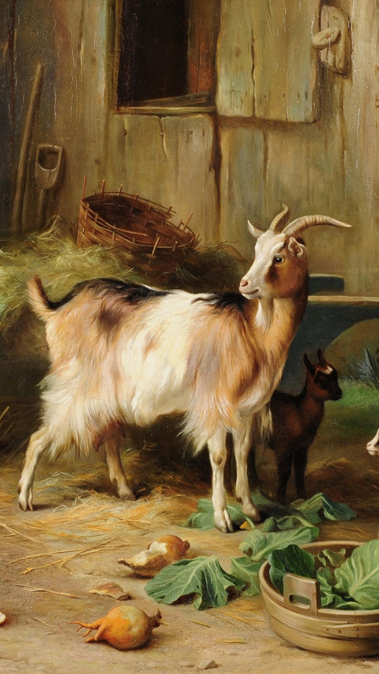 Обои арт, артист, рисование, коза, Козлов в разрешении 750x1334