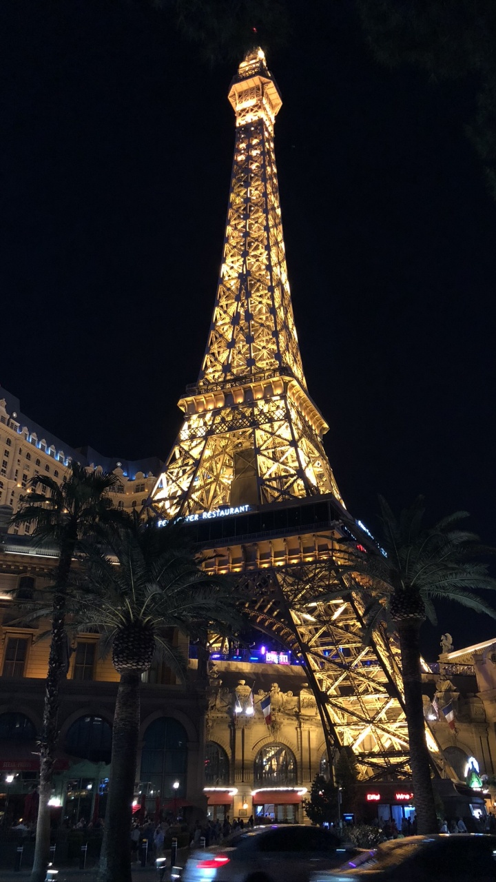 Обои Лас Вегас, США, Париж отель и казино, Париж Лас-Вегас, освещение в разрешении 720x1280