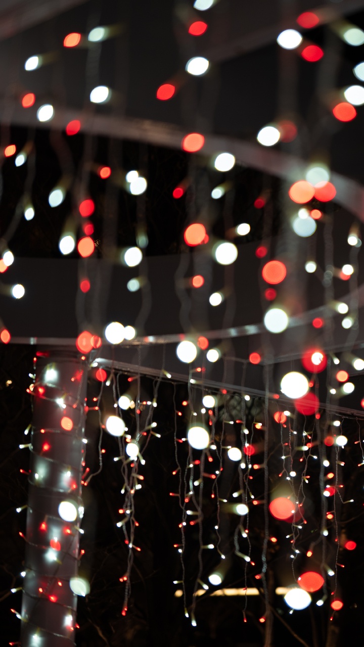 Обои боке, гирлянда, освещение, свет, ночь в разрешении 720x1280