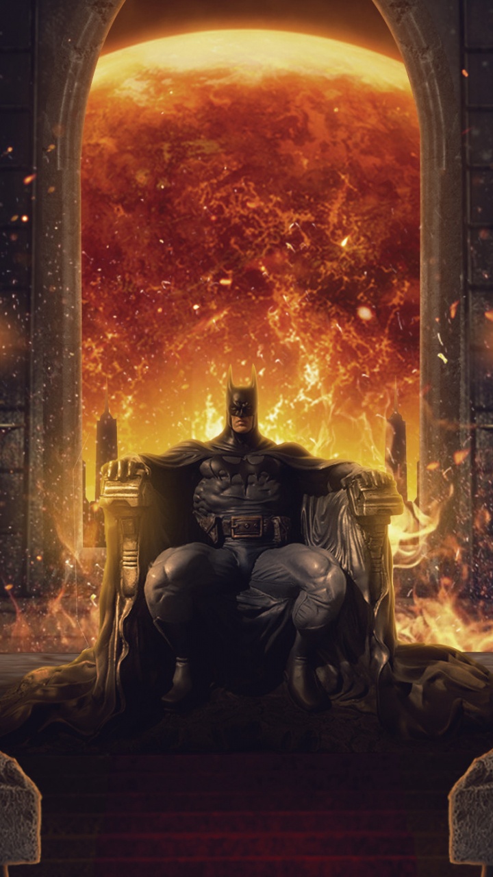 Обои Бэтмен, супергерой, приключенческая игра, Цифровой композитинг, тепло в разрешении 720x1280