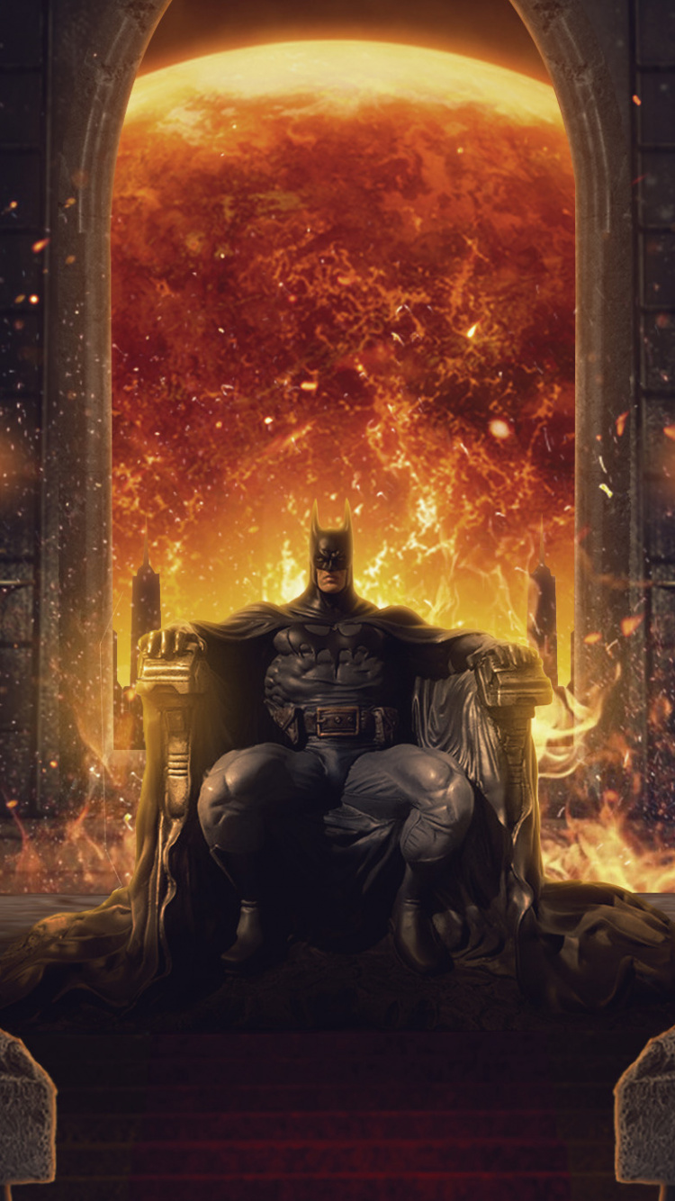 Обои Бэтмен, супергерой, приключенческая игра, Цифровой композитинг, тепло в разрешении 750x1334