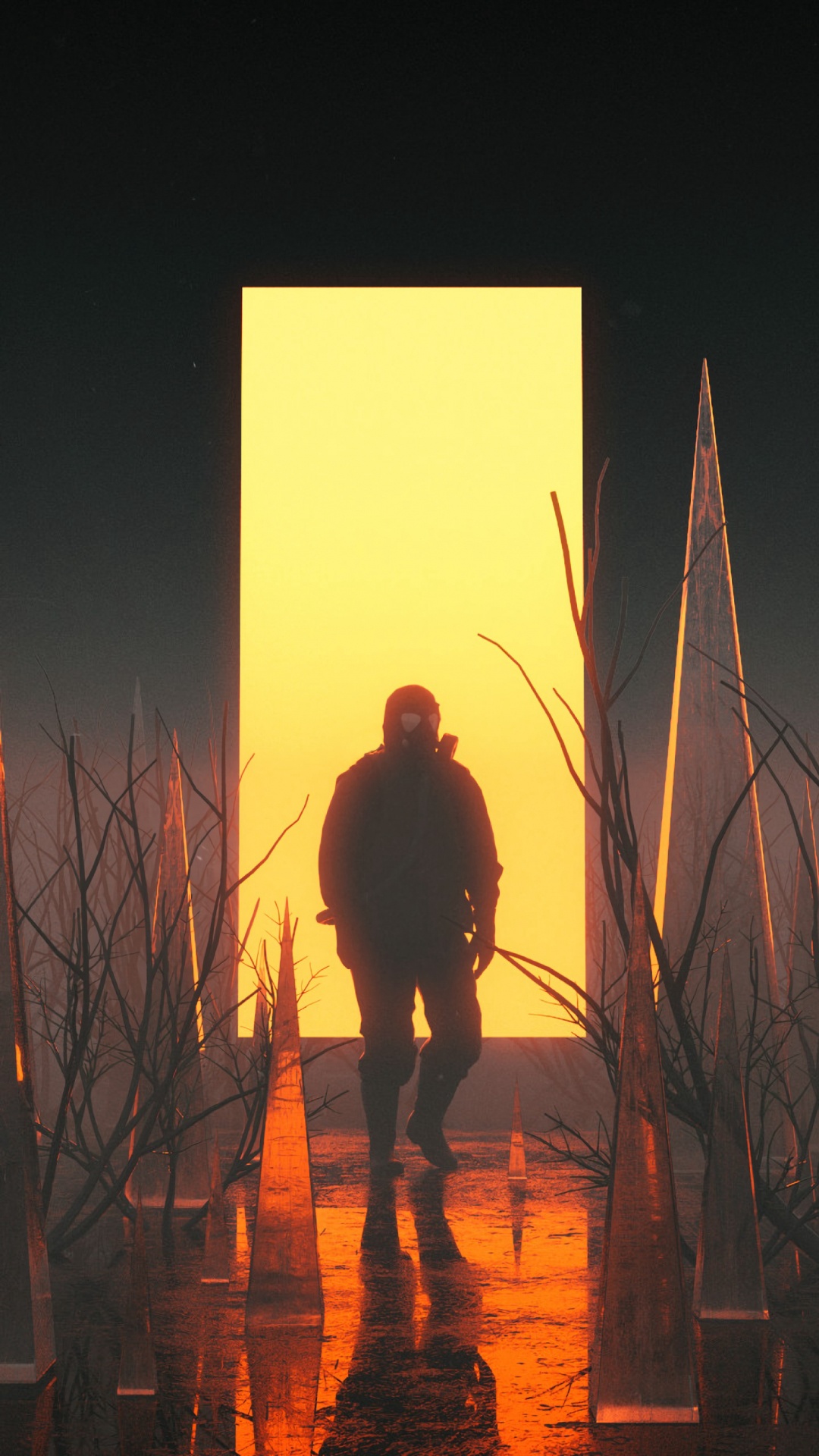 Обои тепло, дерево, ветвь, растение, ночь в разрешении 1080x1920