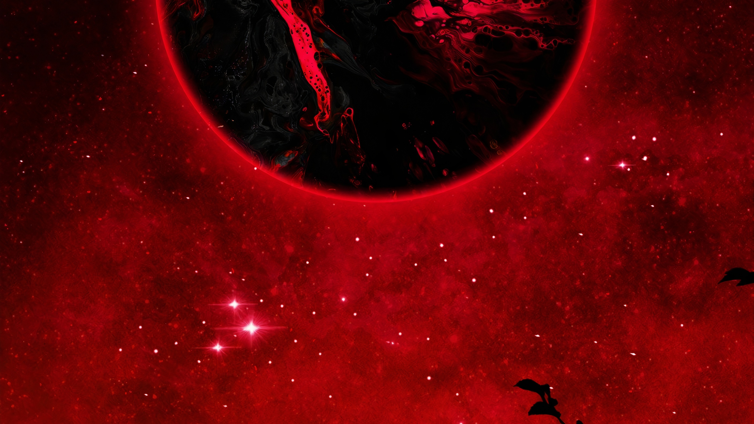 Обои лист, векторная графика, ветвь, дерево, силуэт в разрешении 2560x1440