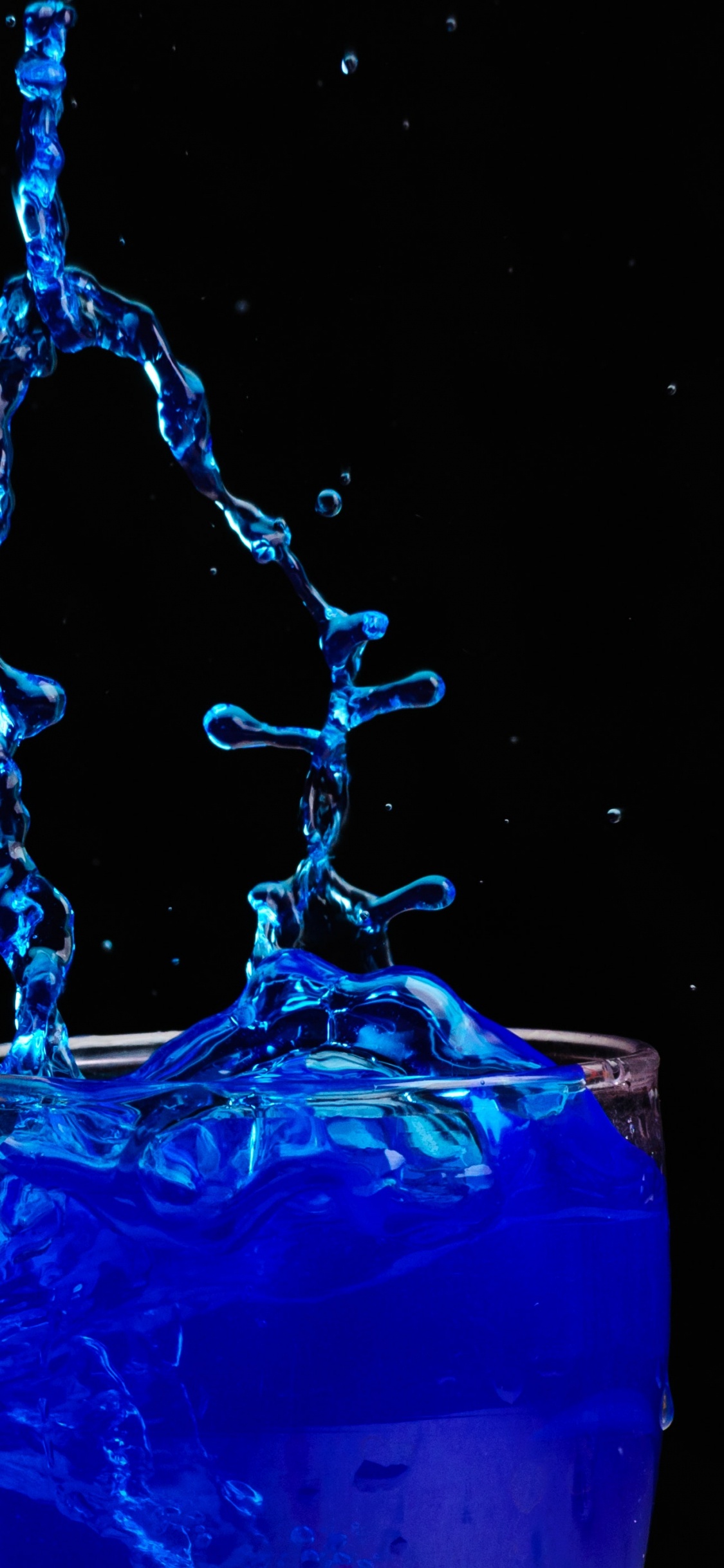 Обои синий, вода, синий кобальт, жидкий, электрик в разрешении 1125x2436