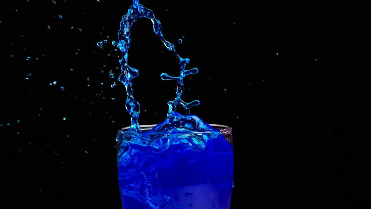 Обои синий, вода, синий кобальт, жидкий, электрик в разрешении 1280x720