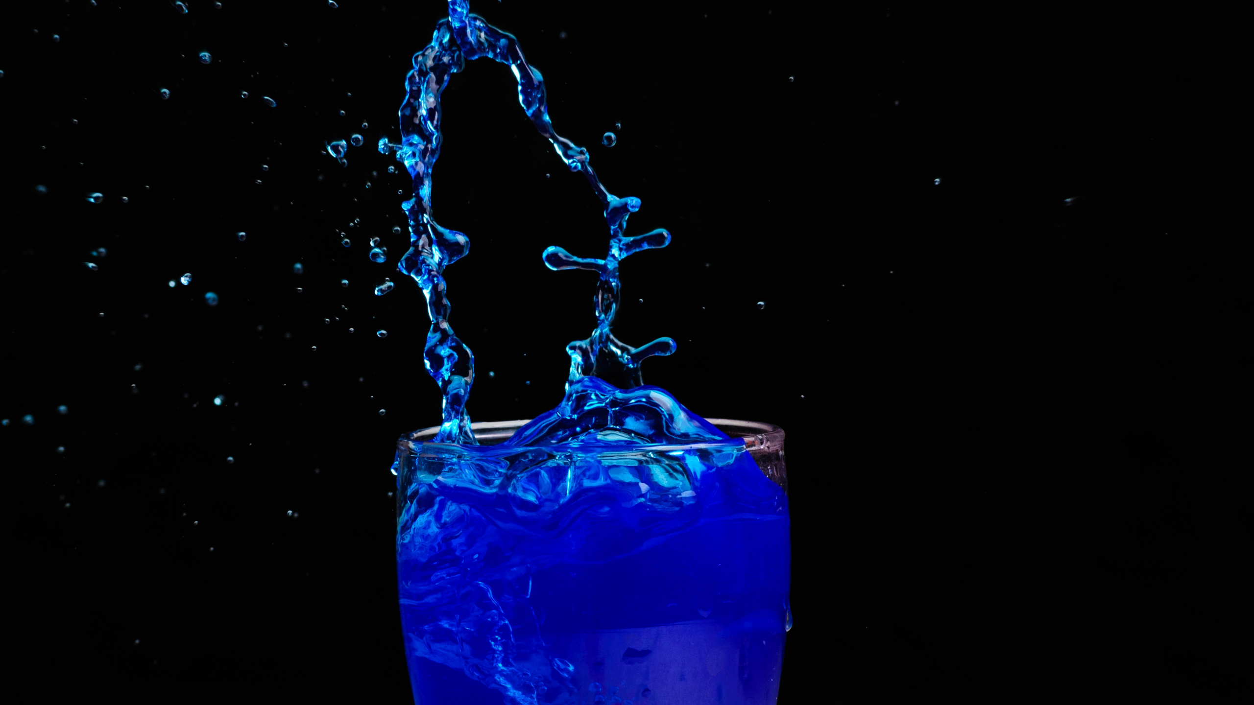 Обои синий, вода, синий кобальт, жидкий, электрик в разрешении 2560x1440