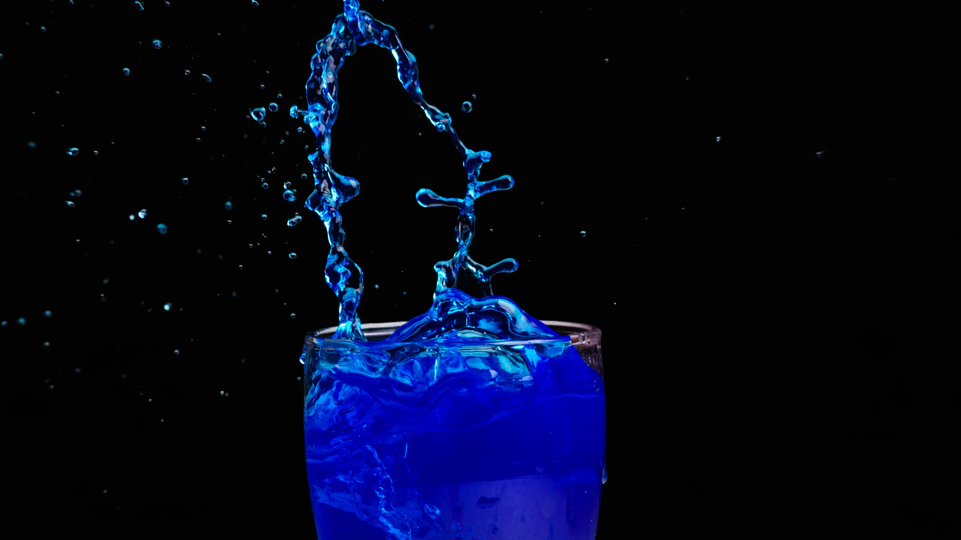 Обои синий, вода, синий кобальт, жидкий, электрик в разрешении 3840x2160