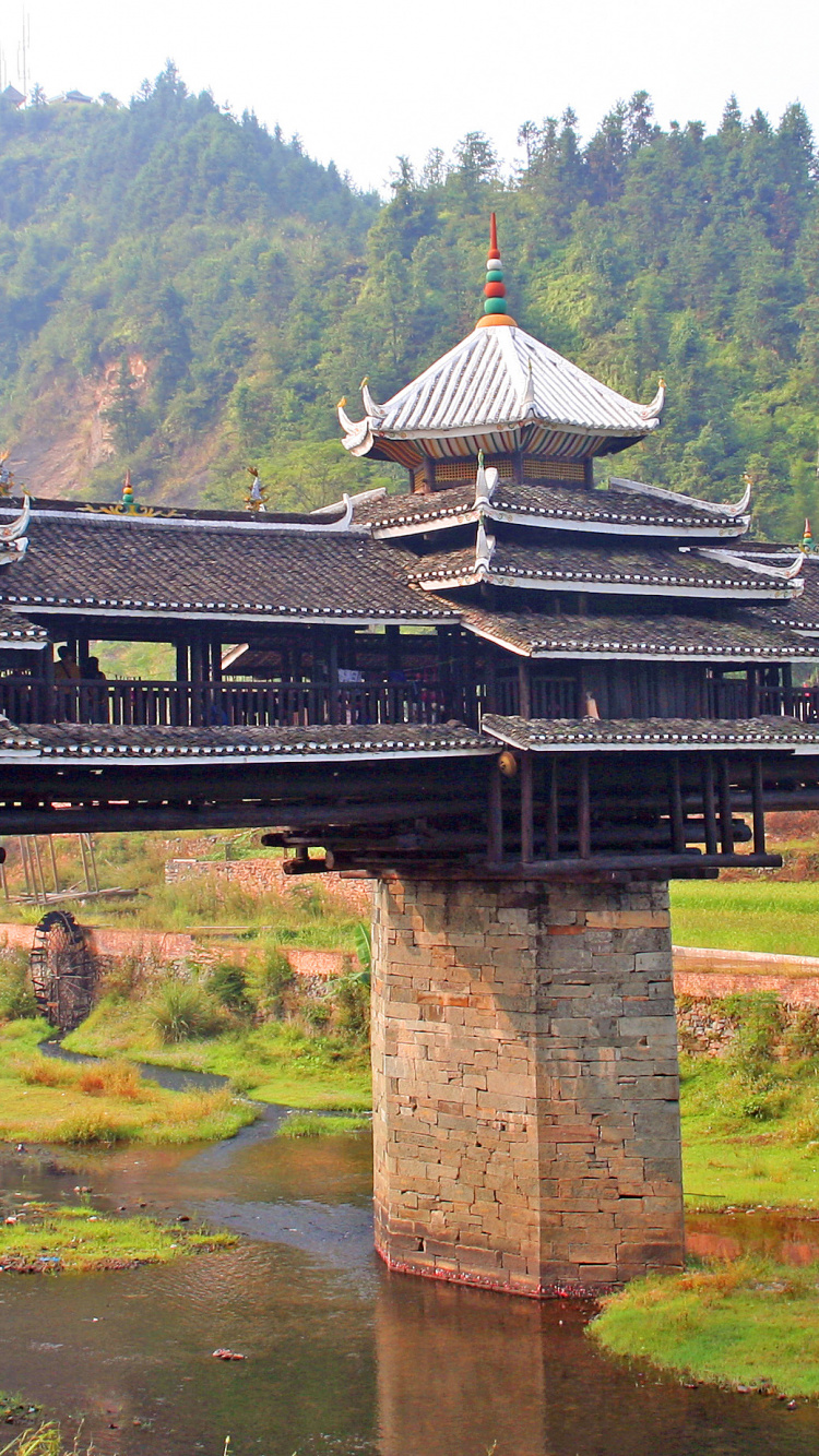 Обои Мост Чэнъян, мост, китайская архитектура, архитектура, японская архитектура в разрешении 750x1334