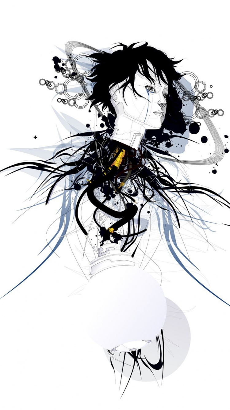 Обои иллюстрация, графический дизайн, девушка, вымышленный персонаж, голова в разрешении 750x1334