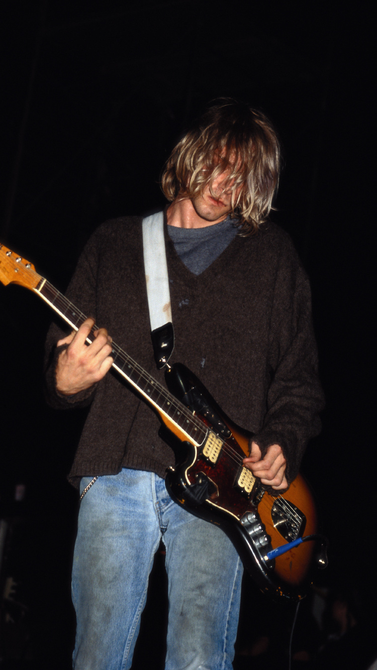 Обои нирвана, музыкант, гитара, музыкальный инструмент, струнный инструмент в разрешении 750x1334