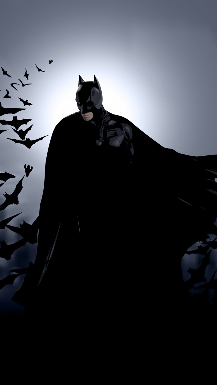 Обои Бэтмен, темнота, крыло, иллюстрация, ворон как птица в разрешении 720x1280