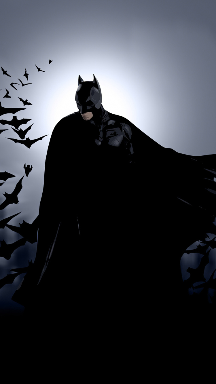 Обои Бэтмен, темнота, крыло, иллюстрация, ворон как птица в разрешении 750x1334