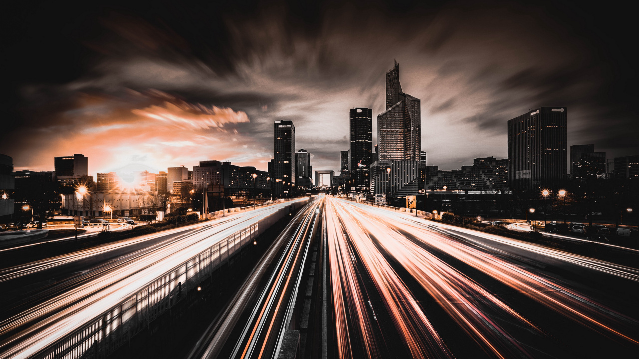 Обои город, городской пейзаж, городской район, метрополия, линия горизонта в разрешении 1280x720