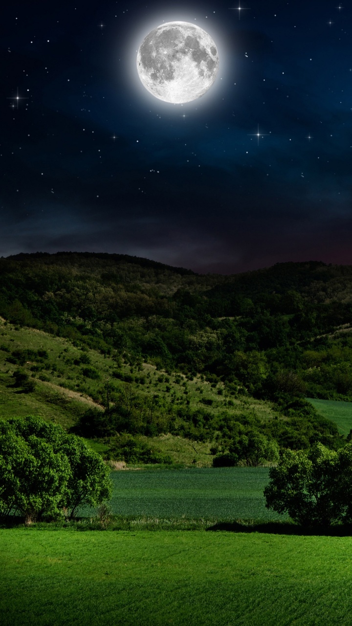 Обои природа красивая луна, луна, природа, естественный спутник, земля в разрешении 720x1280
