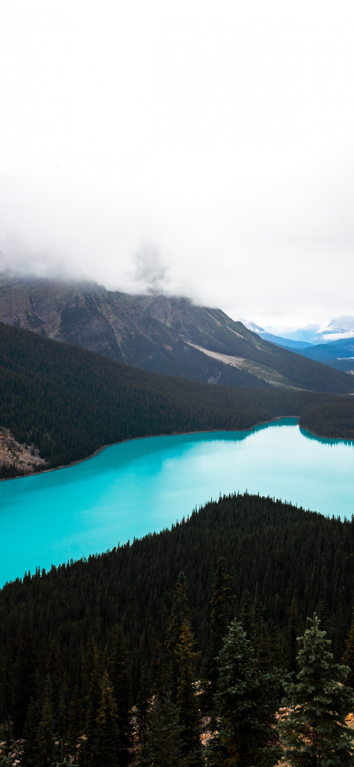 Обои icefields parkway и, озеро, банфф, дикая местность, горный рельеф в разрешении 1125x2436