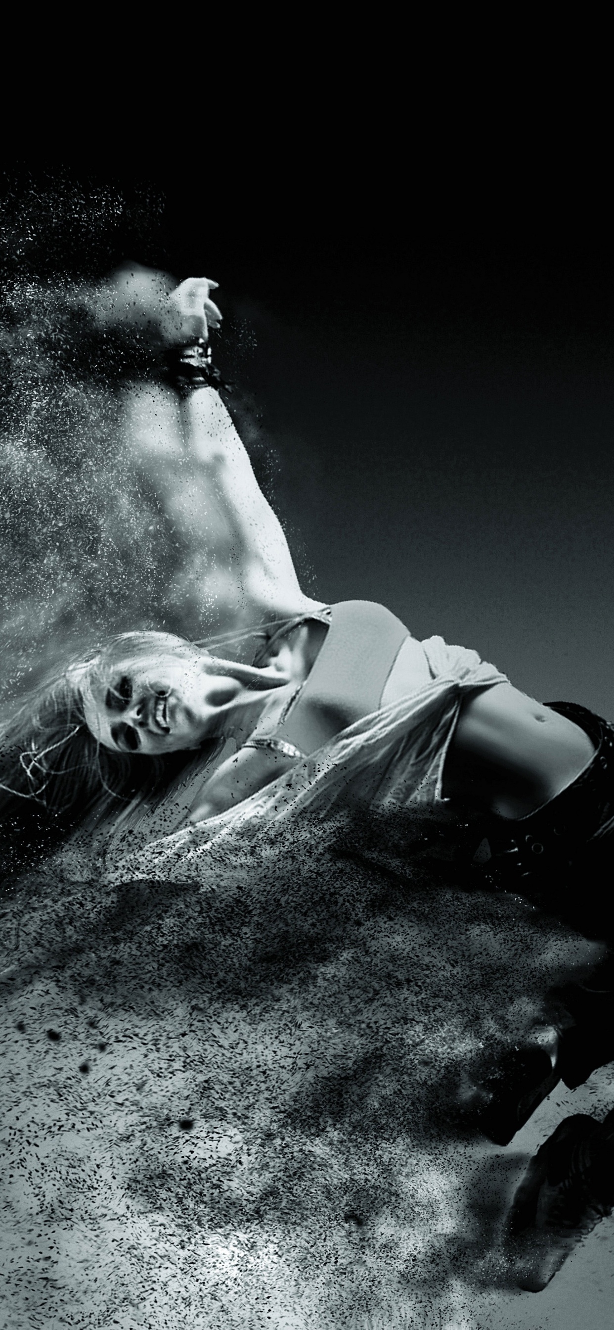 Обои черный, вода, монохромный, дым, темнота в разрешении 1242x2688