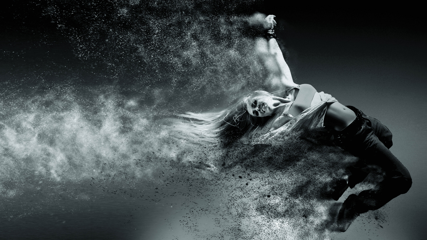 Обои черный, вода, монохромный, дым, темнота в разрешении 1366x768