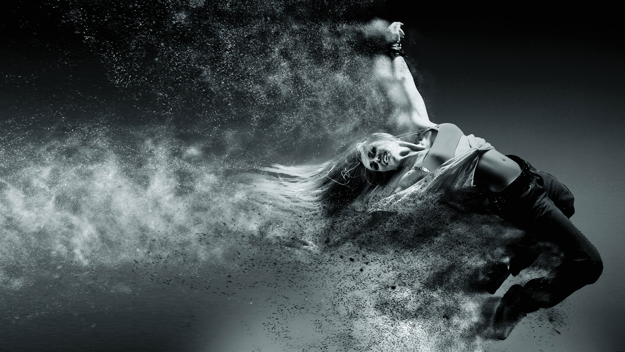 Обои черный, вода, монохромный, дым, темнота в разрешении 2560x1440