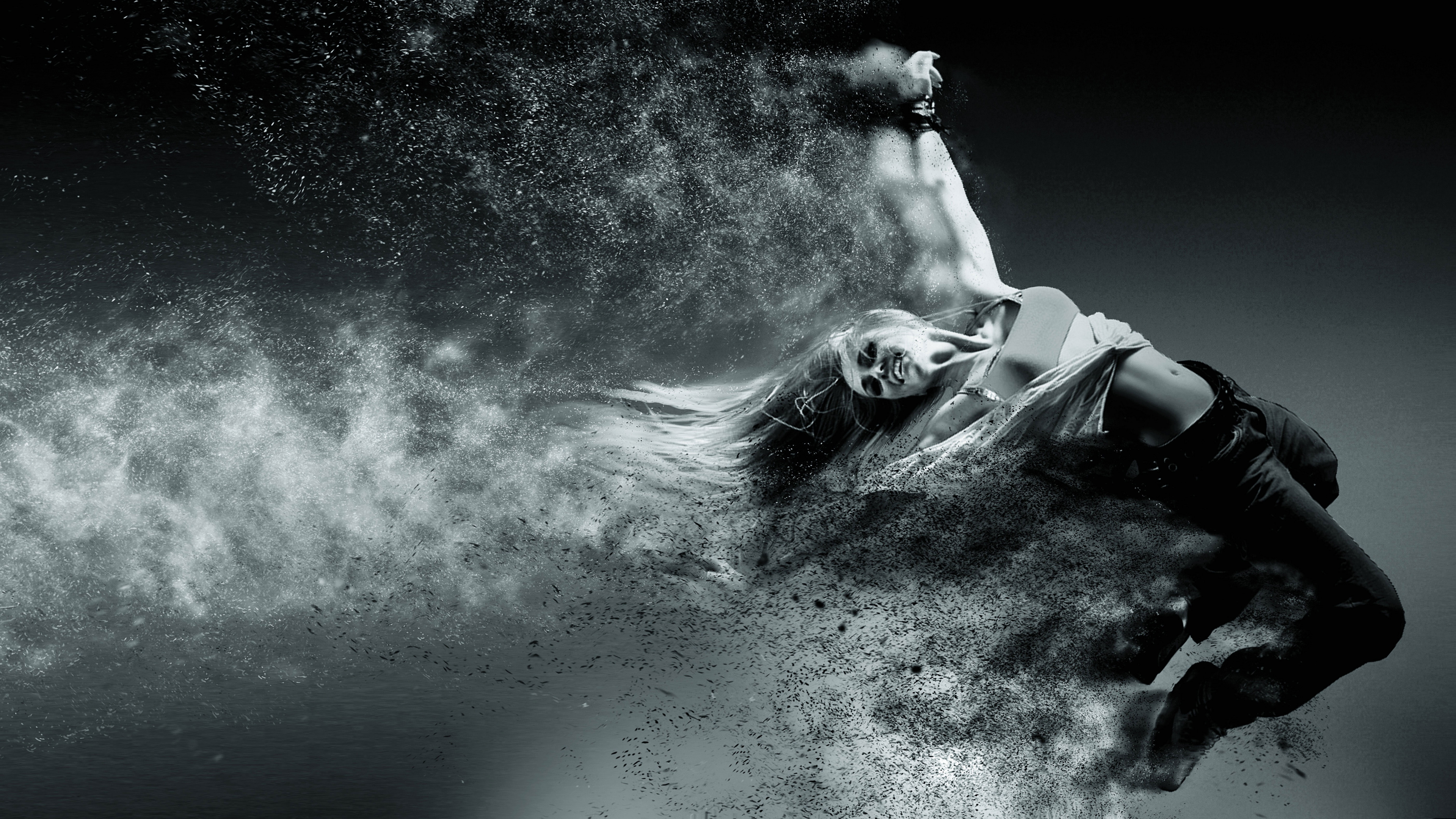 Обои черный, вода, монохромный, дым, темнота в разрешении 3840x2160