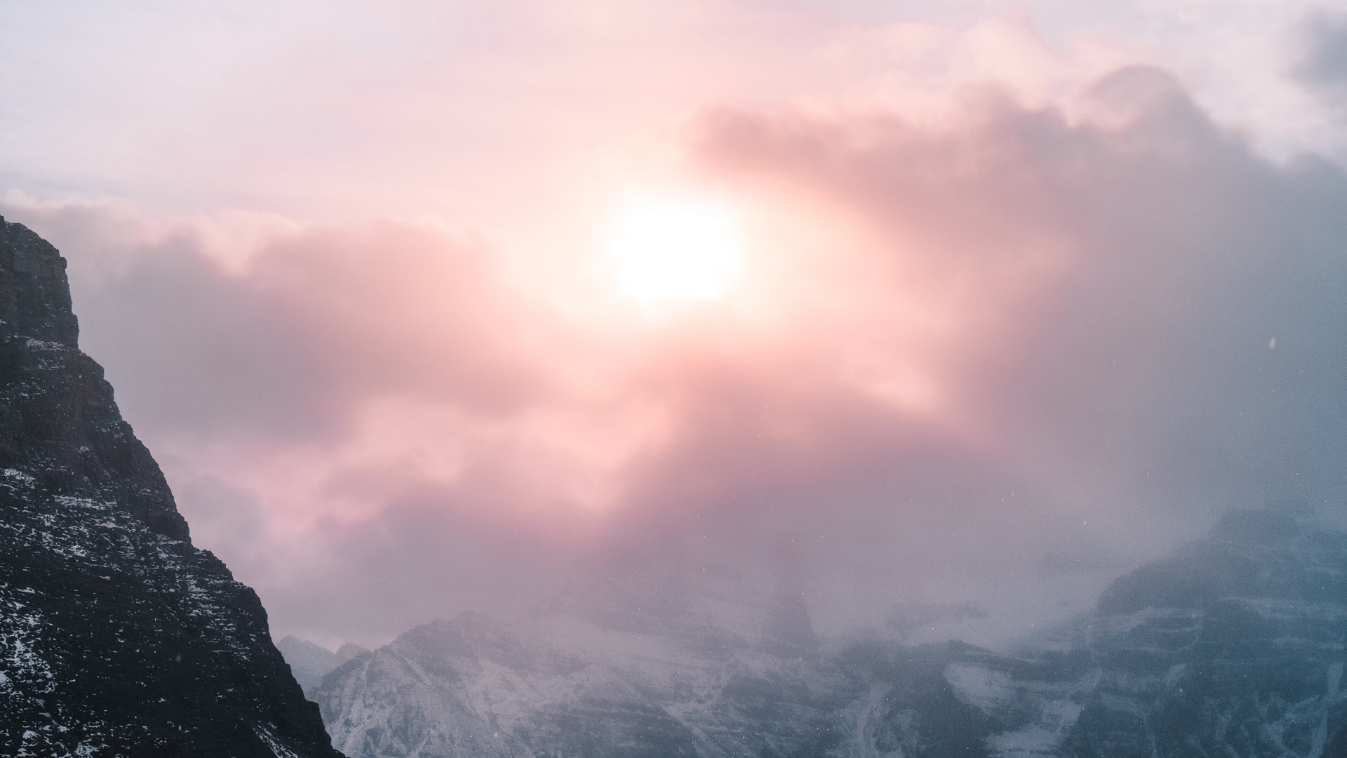 Обои снег, гора, зима, горный рельеф, природа в разрешении 1920x1080