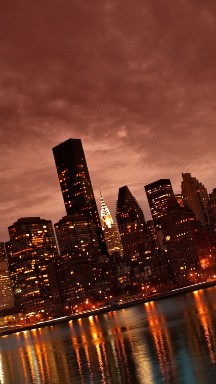 Обои Манхеттен, город, городской пейзаж, метрополия, линия горизонта в разрешении 720x1280