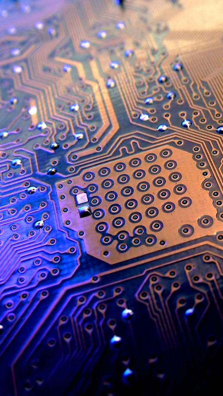 Обои синий, электроника, электронная техника, технологии, материнская плата в разрешении 750x1334