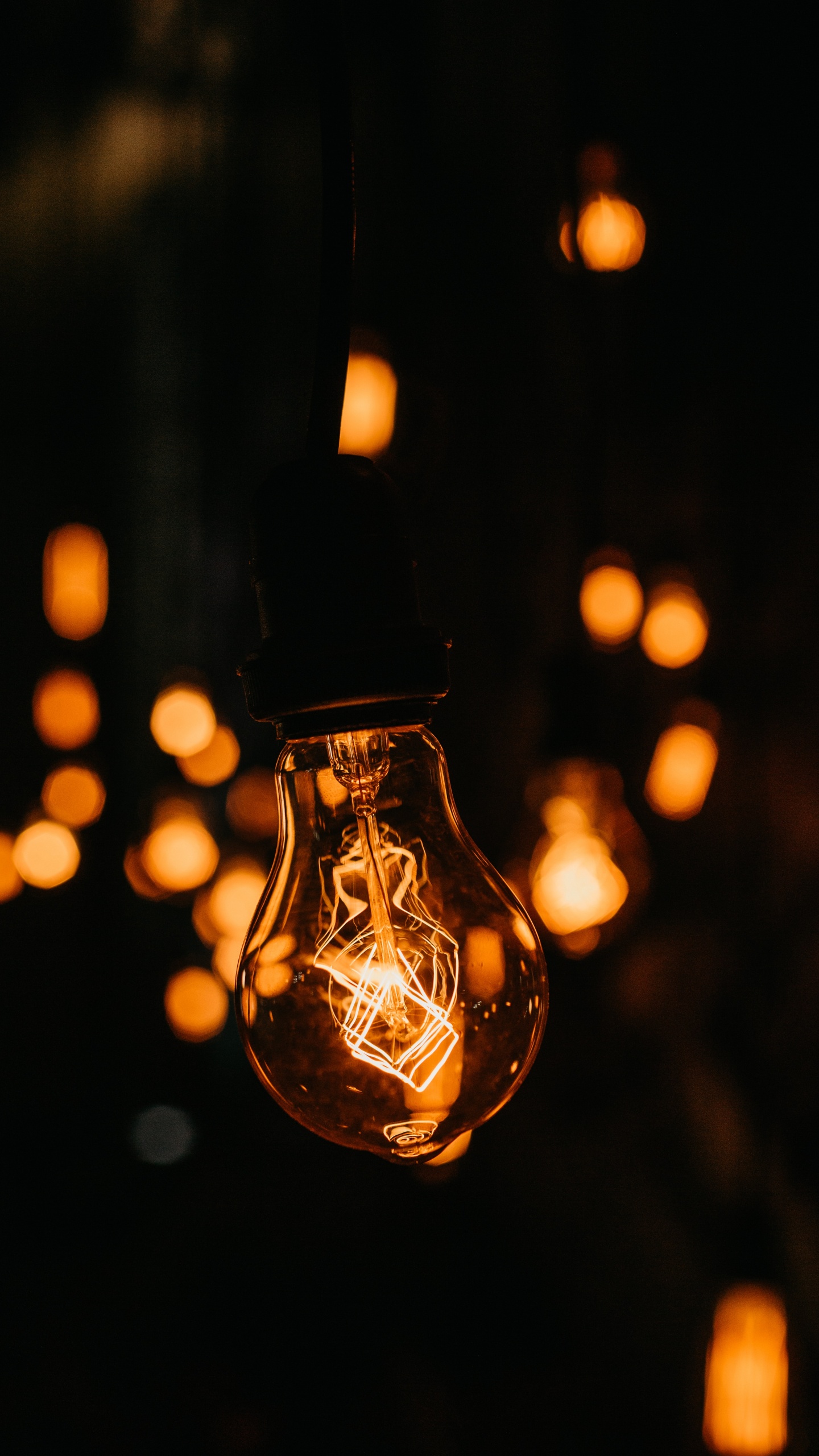 Обои Лампа накаливания, освещение, свет, электрическое освещение, Апельсин в разрешении 1440x2560