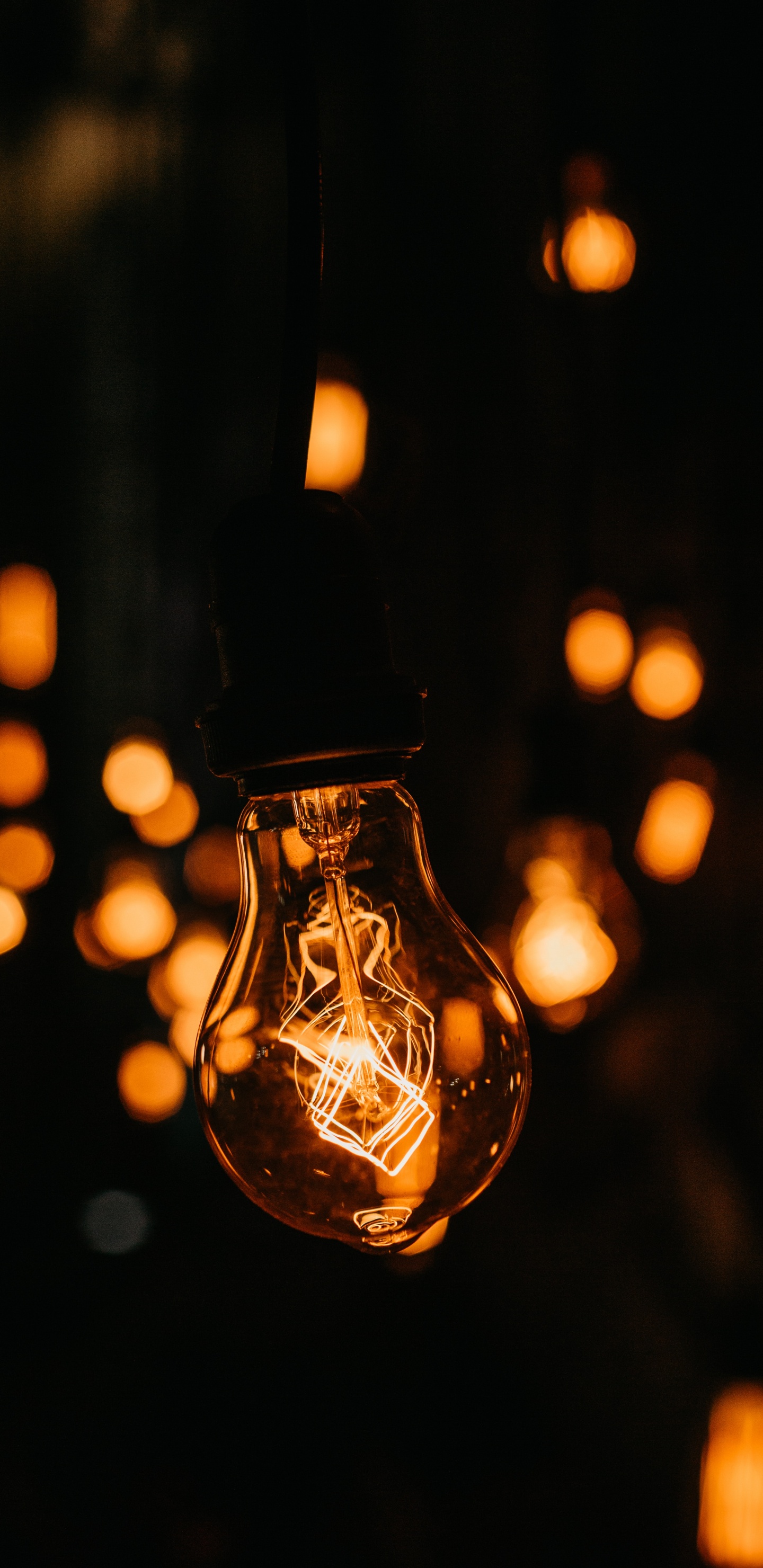 Обои Лампа накаливания, освещение, свет, электрическое освещение, Апельсин в разрешении 1440x2960