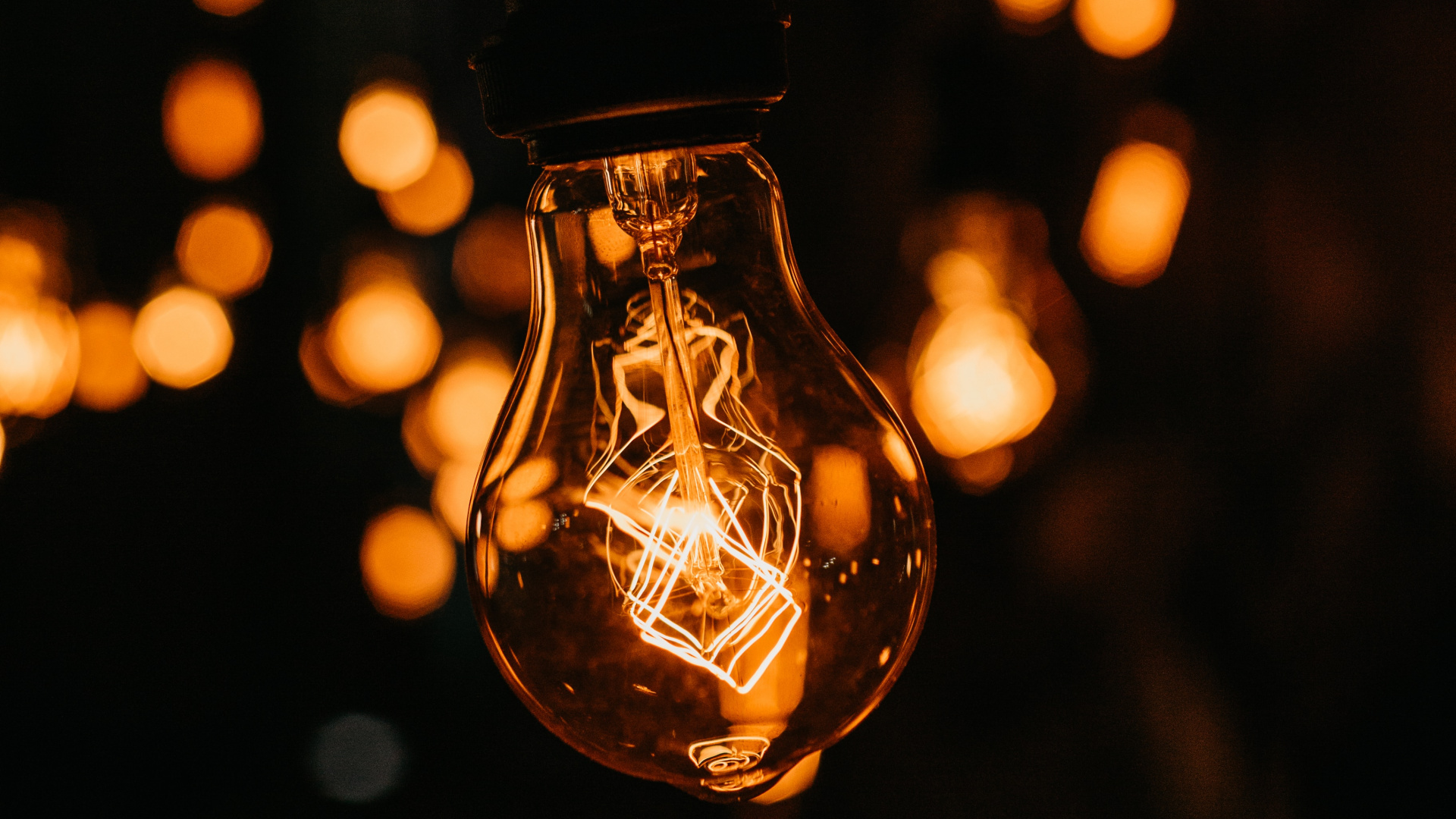 Обои Лампа накаливания, освещение, свет, электрическое освещение, Апельсин в разрешении 1920x1080