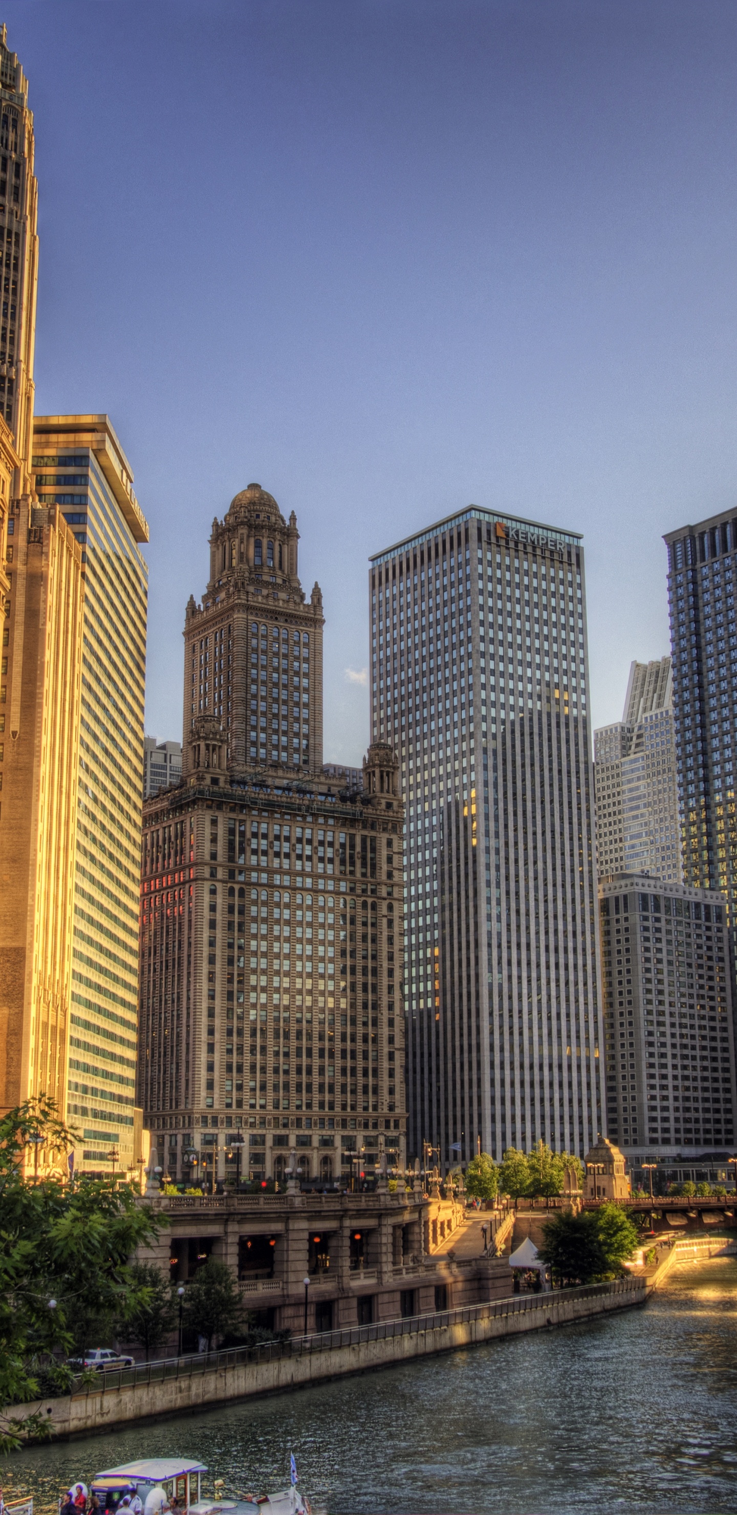 Обои Чикаго, город, небоскреб, городской район, городской пейзаж в разрешении 1440x2960