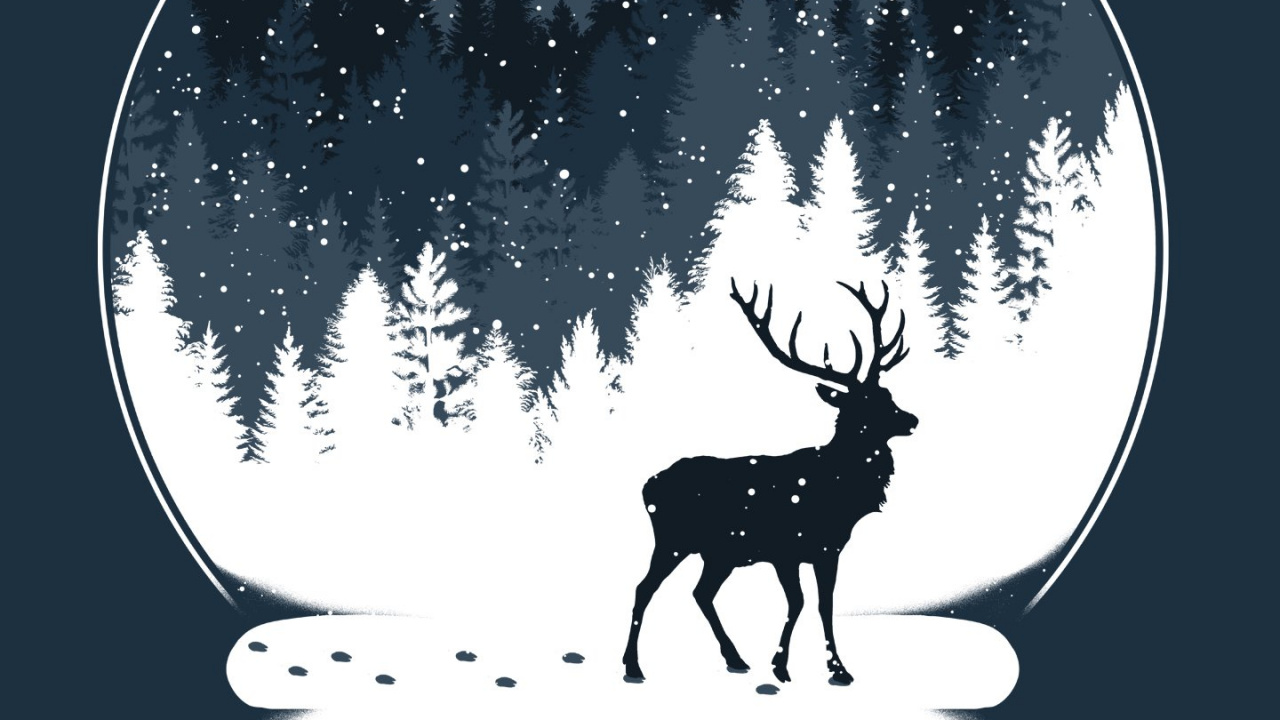 Обои Северный олень, лось, окно, дерево, Карибу бесплодной земли в разрешении 1280x720