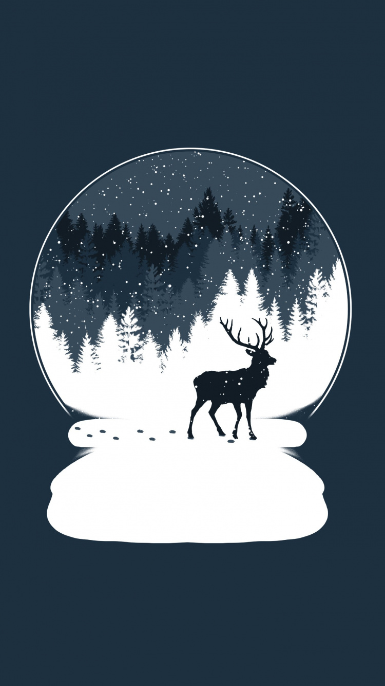 Обои Северный олень, лось, окно, дерево, Карибу бесплодной земли в разрешении 750x1334