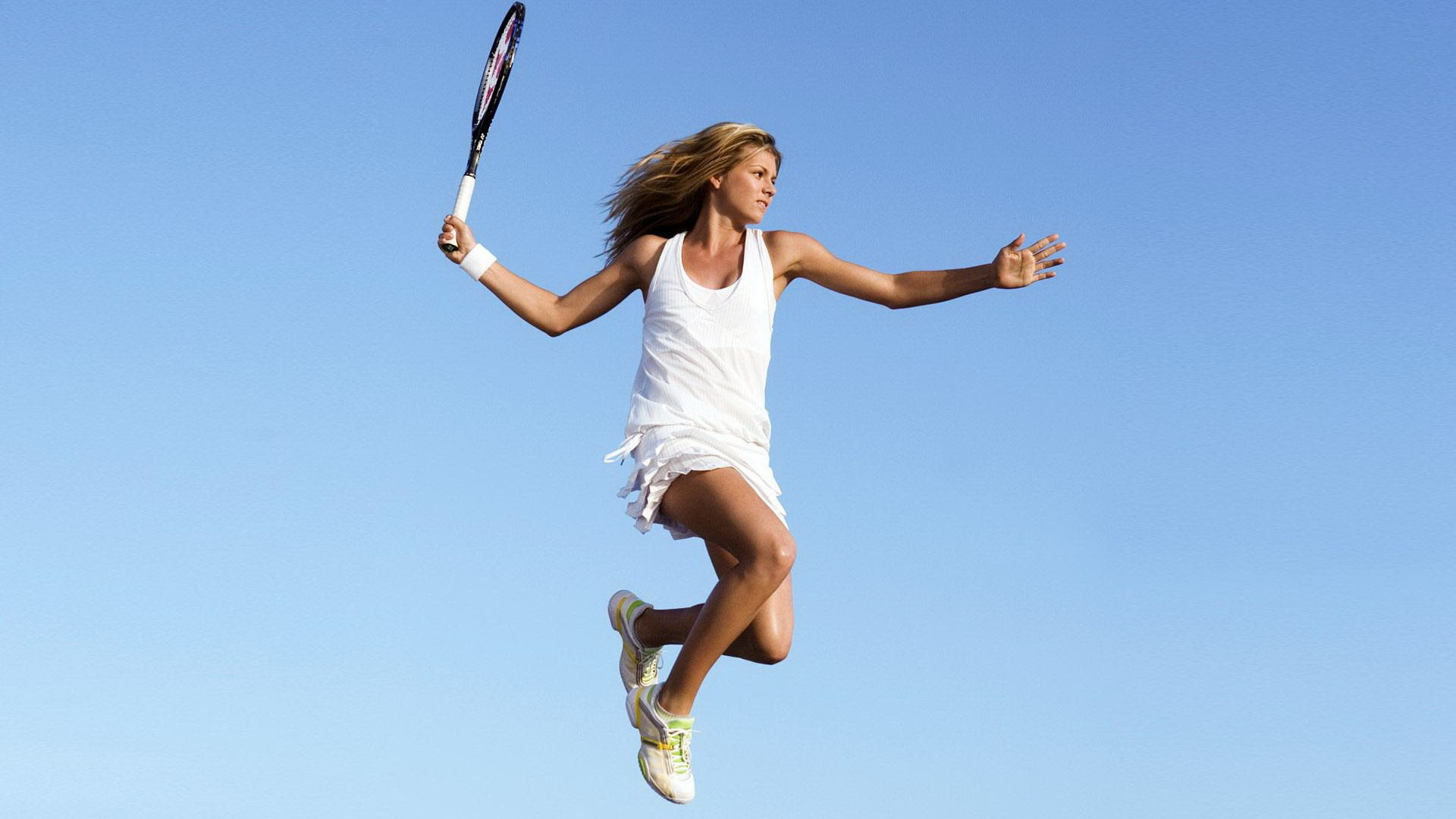 Обои теннис, скачок, забава, теннисист, занятие спортом в разрешении 1920x1080