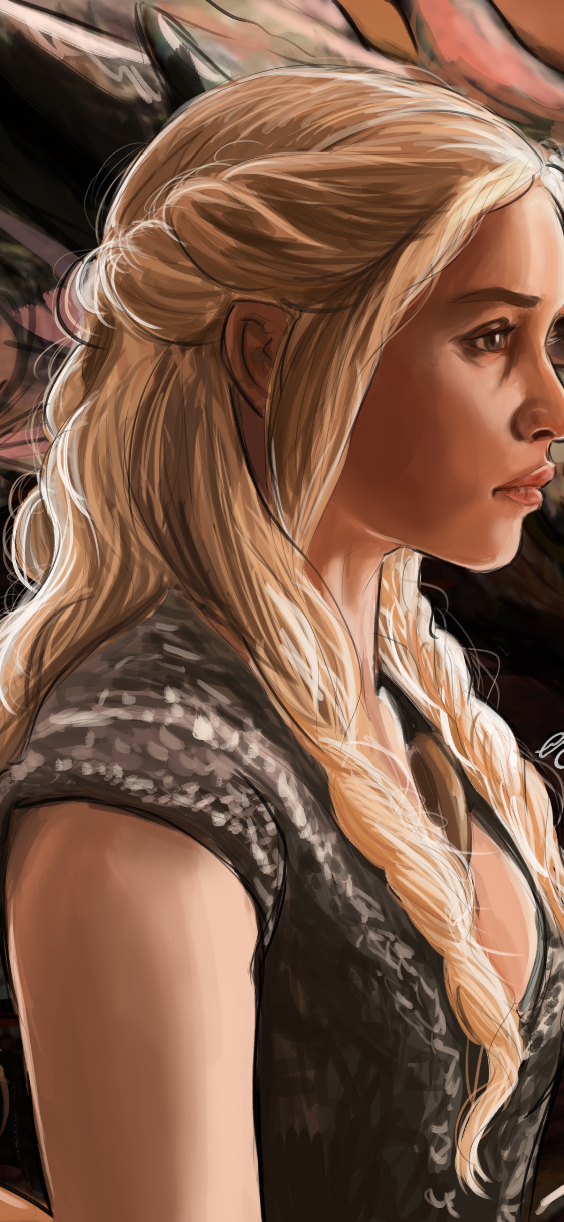 Обои дейенерис таргариен, Игра престолов, Эмилия Кларк, арт, цифровое искусство в разрешении 1125x2436