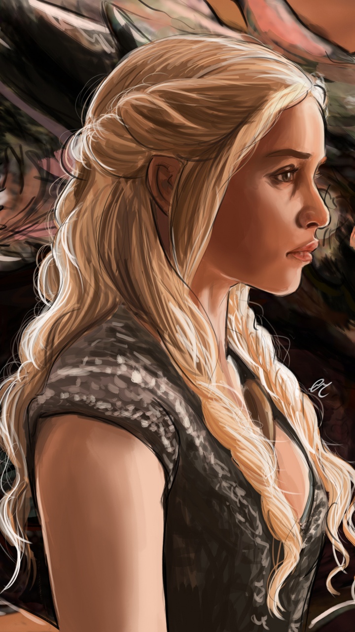 Обои дейенерис таргариен, Игра престолов, Эмилия Кларк, арт, цифровое искусство в разрешении 720x1280