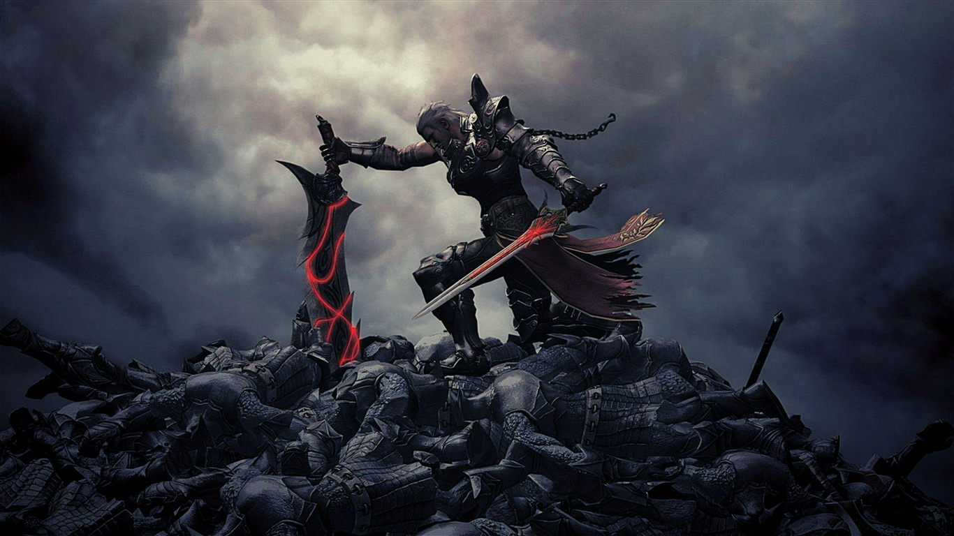 Обои геймер, природа, горный рельеф, человек, зима в разрешении 1366x768