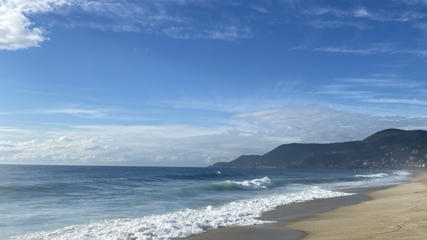 Обои море, облако, вода, экорегион, пляж в разрешении 1366x768