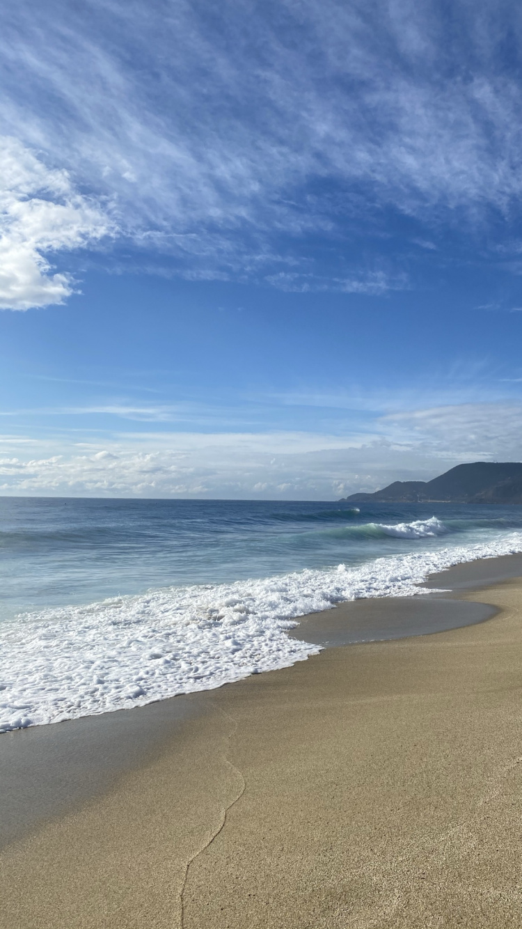 Обои море, облако, вода, экорегион, пляж в разрешении 750x1334