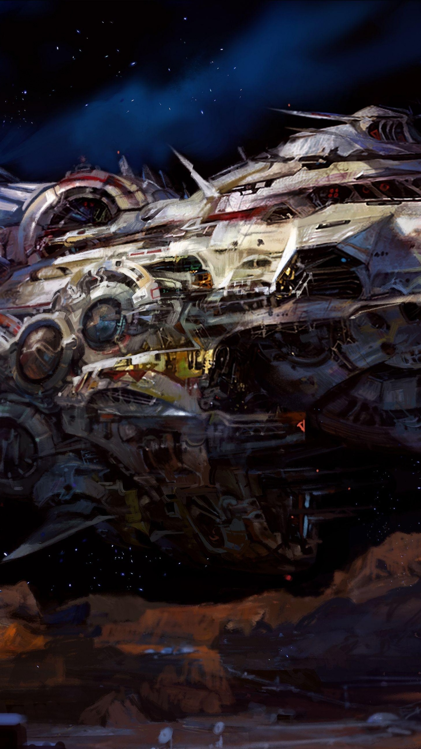 Обои космический аппарат, корабль, космос, иллюстрация, арт в разрешении 1440x2560