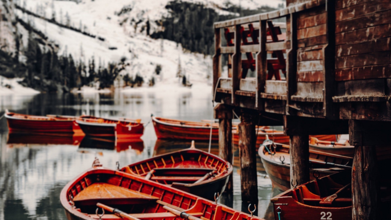 Обои отражение, природа, гора, сезон, вода в разрешении 1366x768