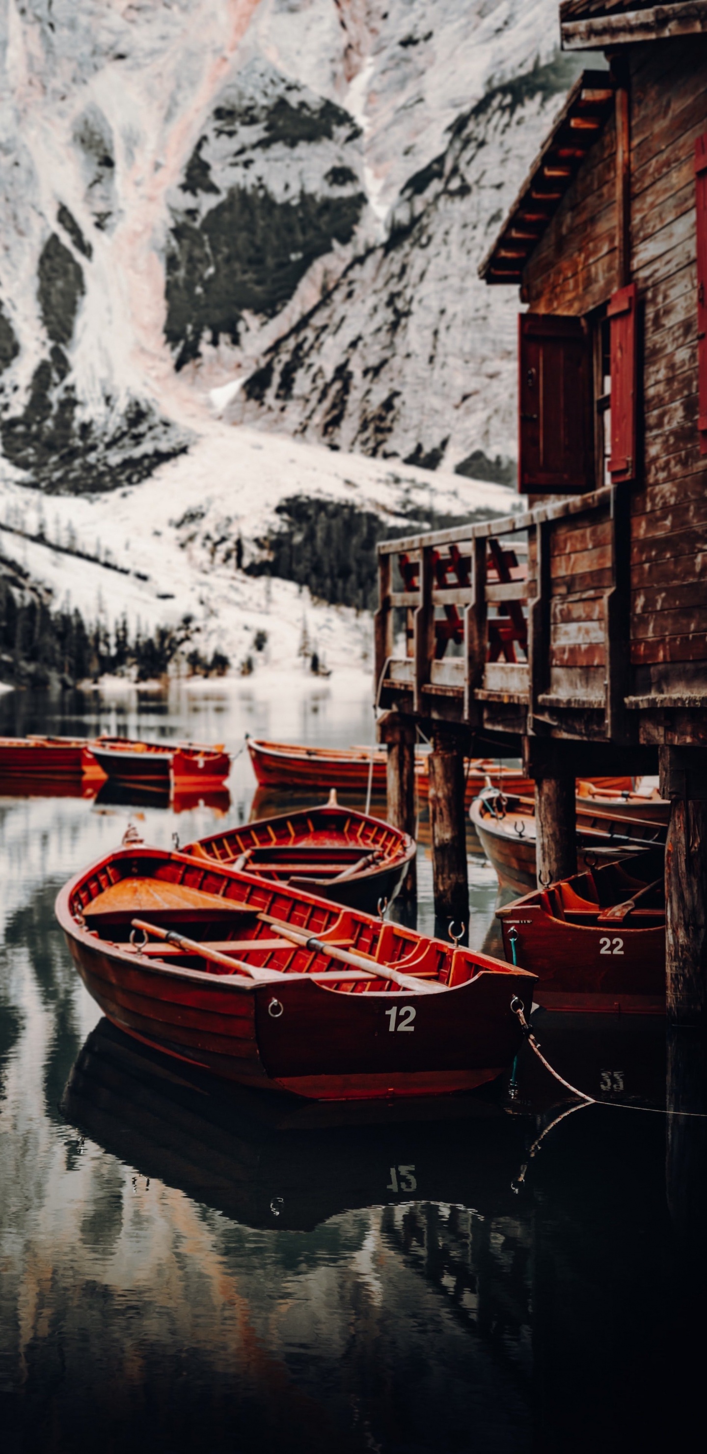 Обои отражение, природа, гора, сезон, вода в разрешении 1440x2960