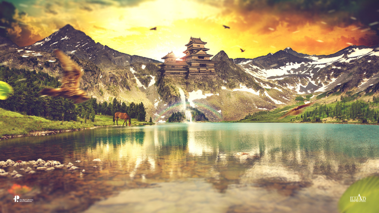 Обои природа, отражение, гора, вода, озеро в разрешении 1280x720