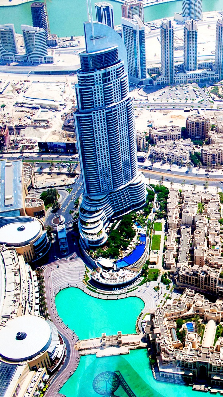 Обои Бурдж Халифа, Фонтан Дубай, вышка, достопримечательность, городской район в разрешении 720x1280