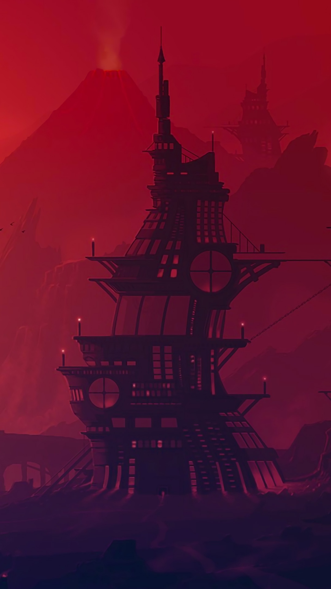 Обои глядя вдаль, красный цвет, иллюстрация, цифровое искусство, произведение искусства в разрешении 1080x1920