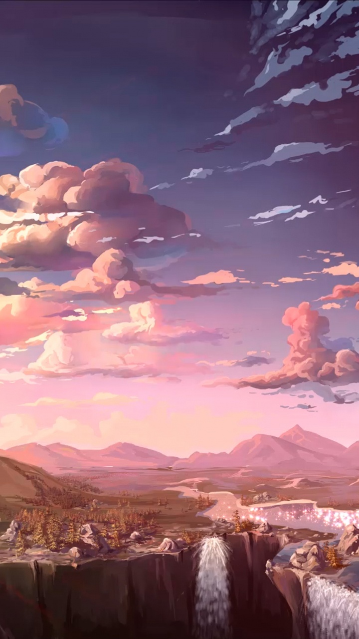 Обои аниме, пейзаж, театральные декорации, облако, природа в разрешении 720x1280