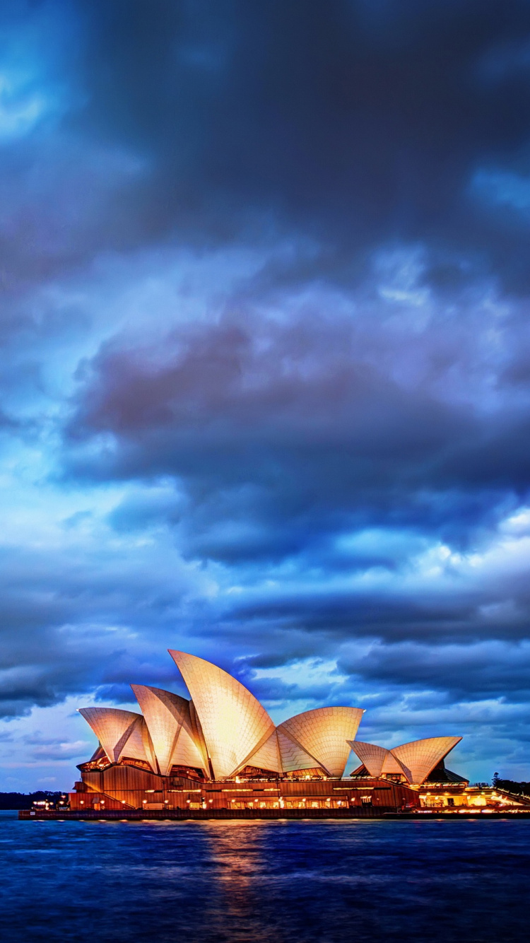 Обои сиднейский оперный театр, оперный театр, природа, вода, облако в разрешении 750x1334