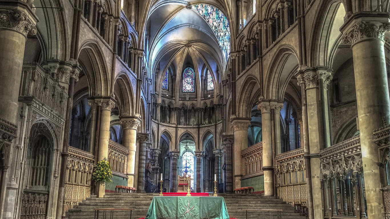 Обои Кентерберийский собор, собор, место поклонения, здание, средневековая архитектура в разрешении 1366x768